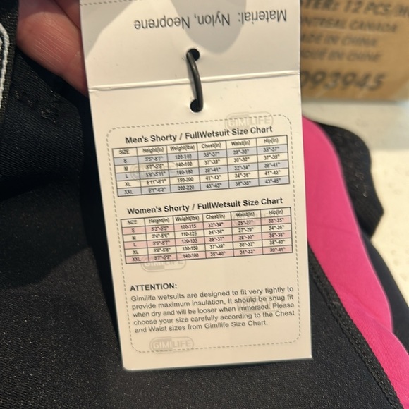 Gimilife Neoprene 3MM Full Body Wetsuit Black Pink Back Zip Women’s size M NEW - Picture 9 of 16